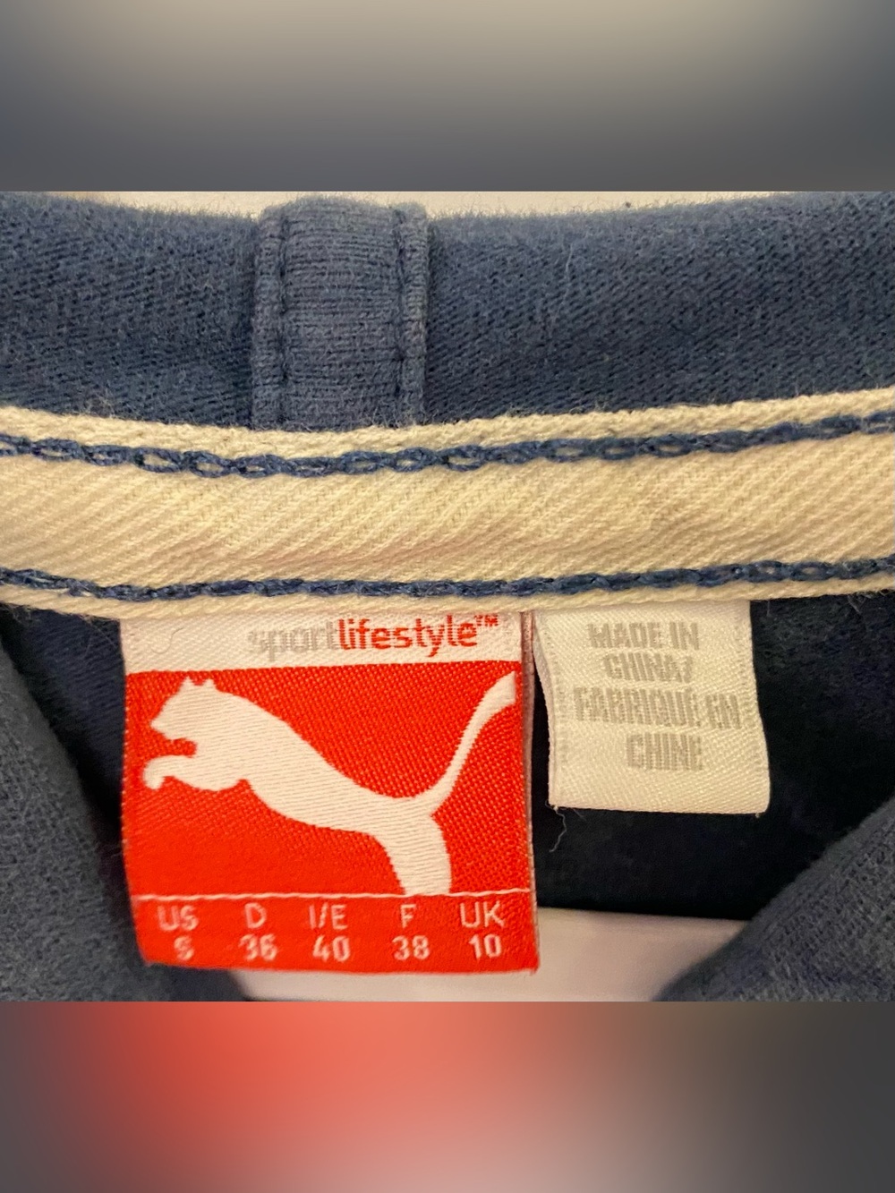 Puma 1/2 Button Up Hoodie Sz S Blue Kangaroo Pocket Drawstring - Picture 2 of 9